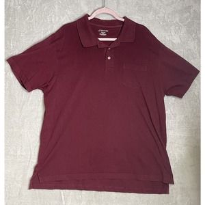 St Johns Bay Mens Cotton Short Sleeve Jersey Polo Collared Shirt Purple Sz XL